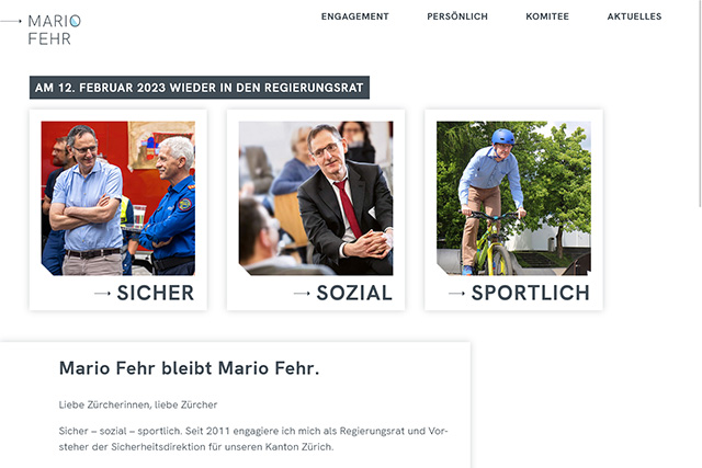 Screenshot der Website mariofehr.ch