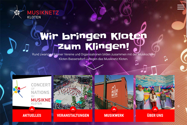 Screenshot der Website musiknetz-kloten.ch
